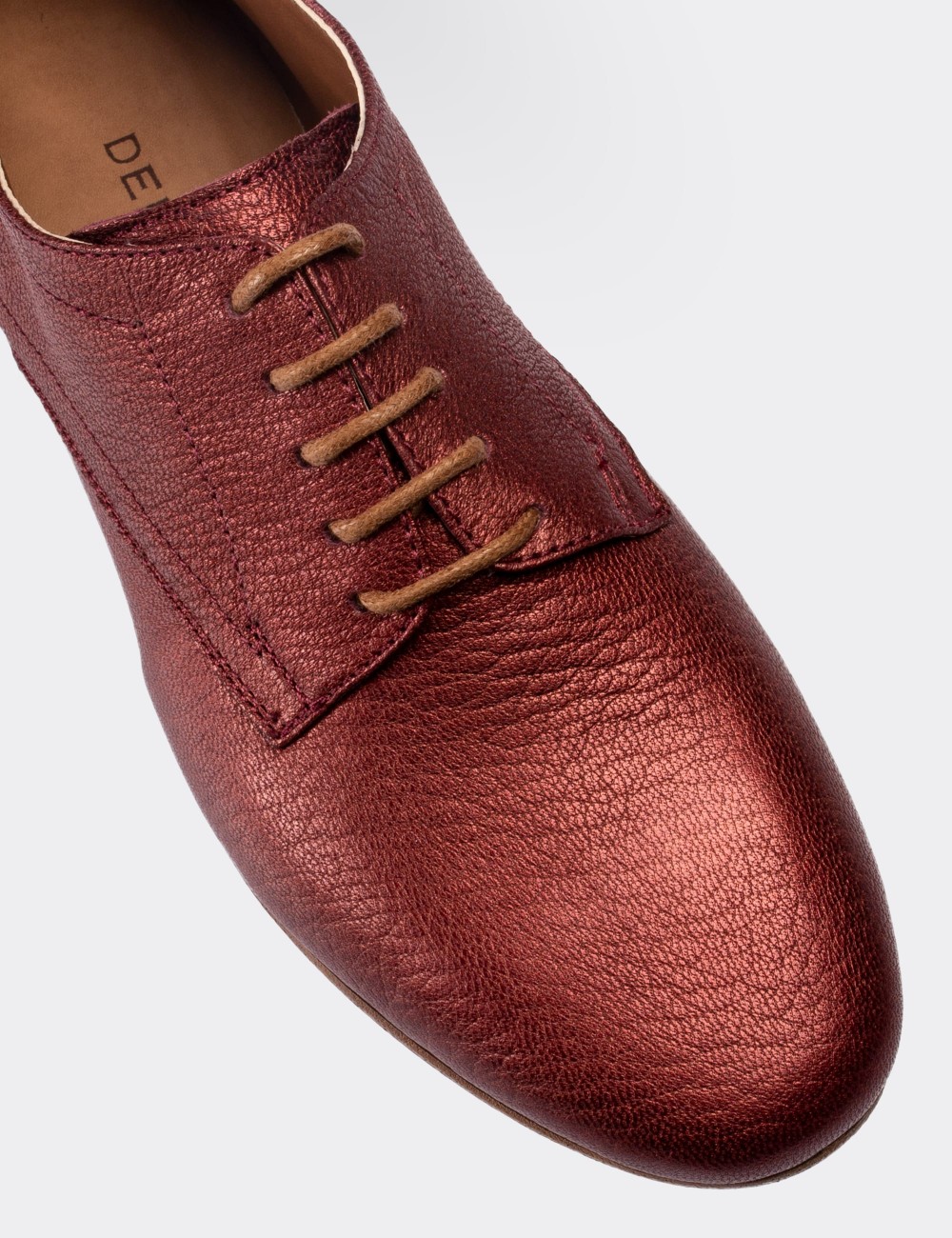 Burgundy  Leather Lace-up Shoes - 01430ZBRDC01