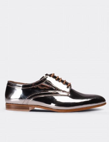 Silver Patent Leather Lace-up Shoes - 01430ZGMSC01