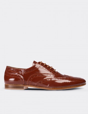 Brown  Leather Lace-up Shoes - 01418ZKHVC01