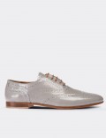 Gray  Leather Lace-up Shoes