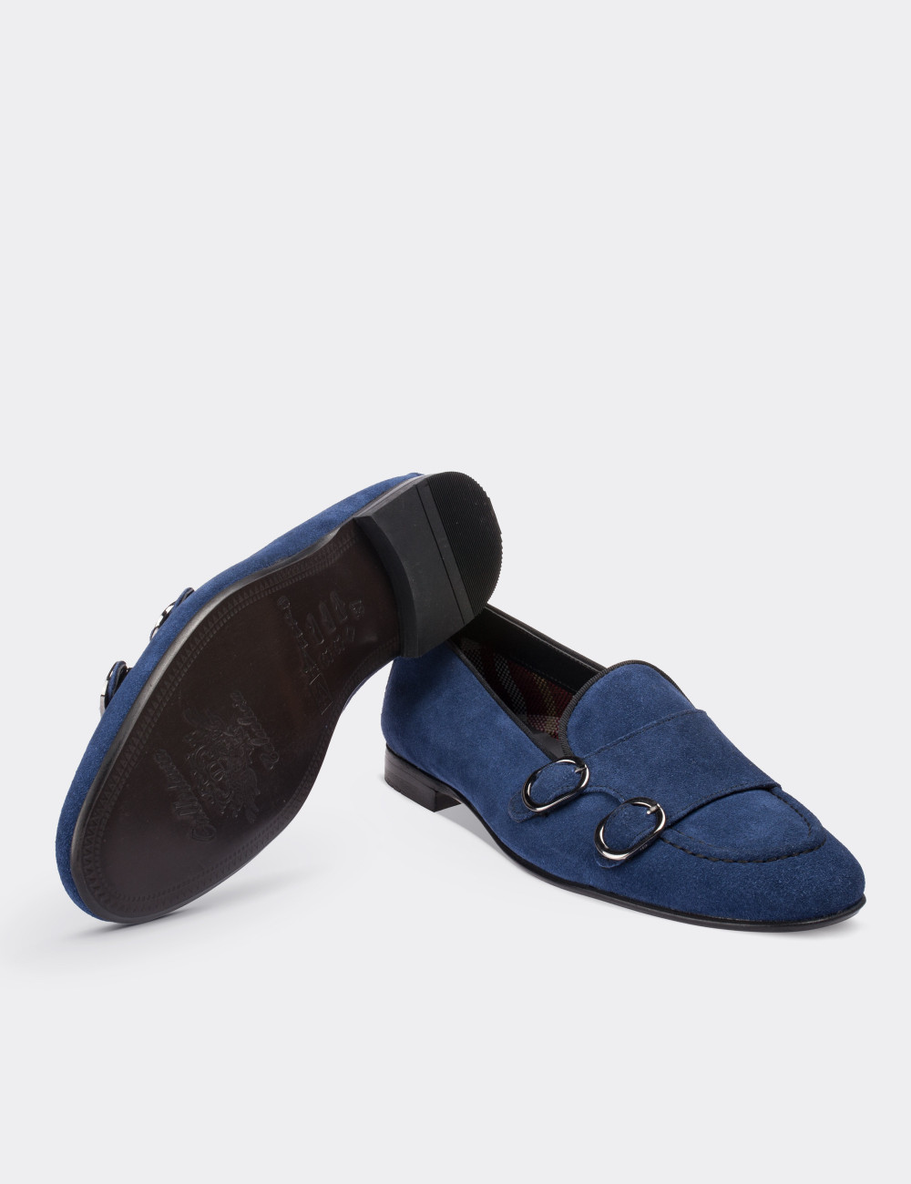 Navy Suede Leather Loafers - 01617ZLCVM01