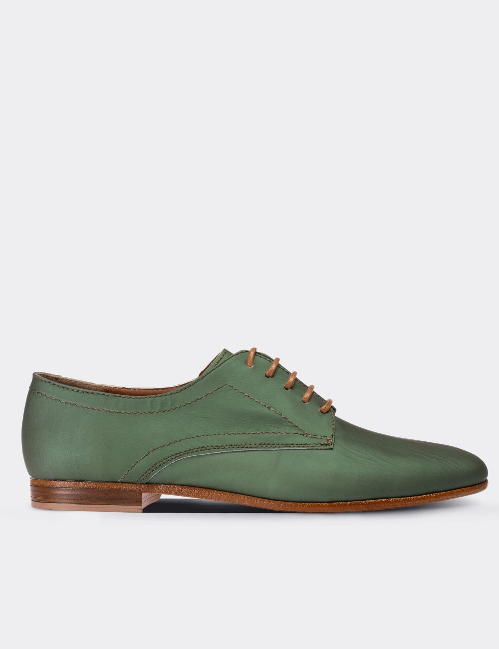 Green  Leather Lace-up Shoes - 01430ZYSLC02