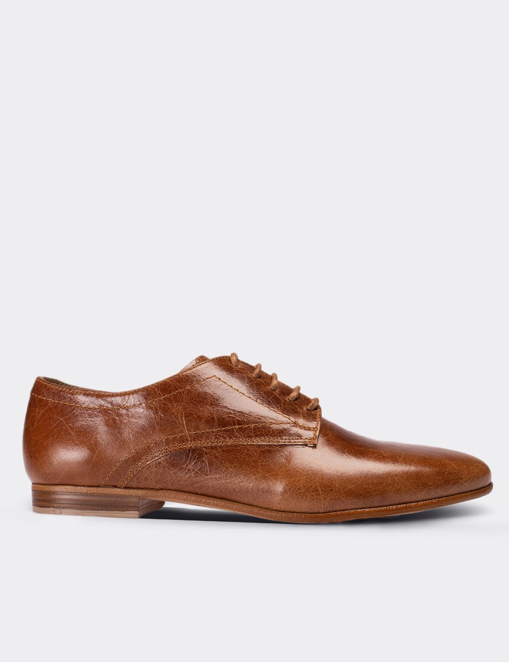 Brown  Leather Lace-up Shoes - 01430ZKHVC03