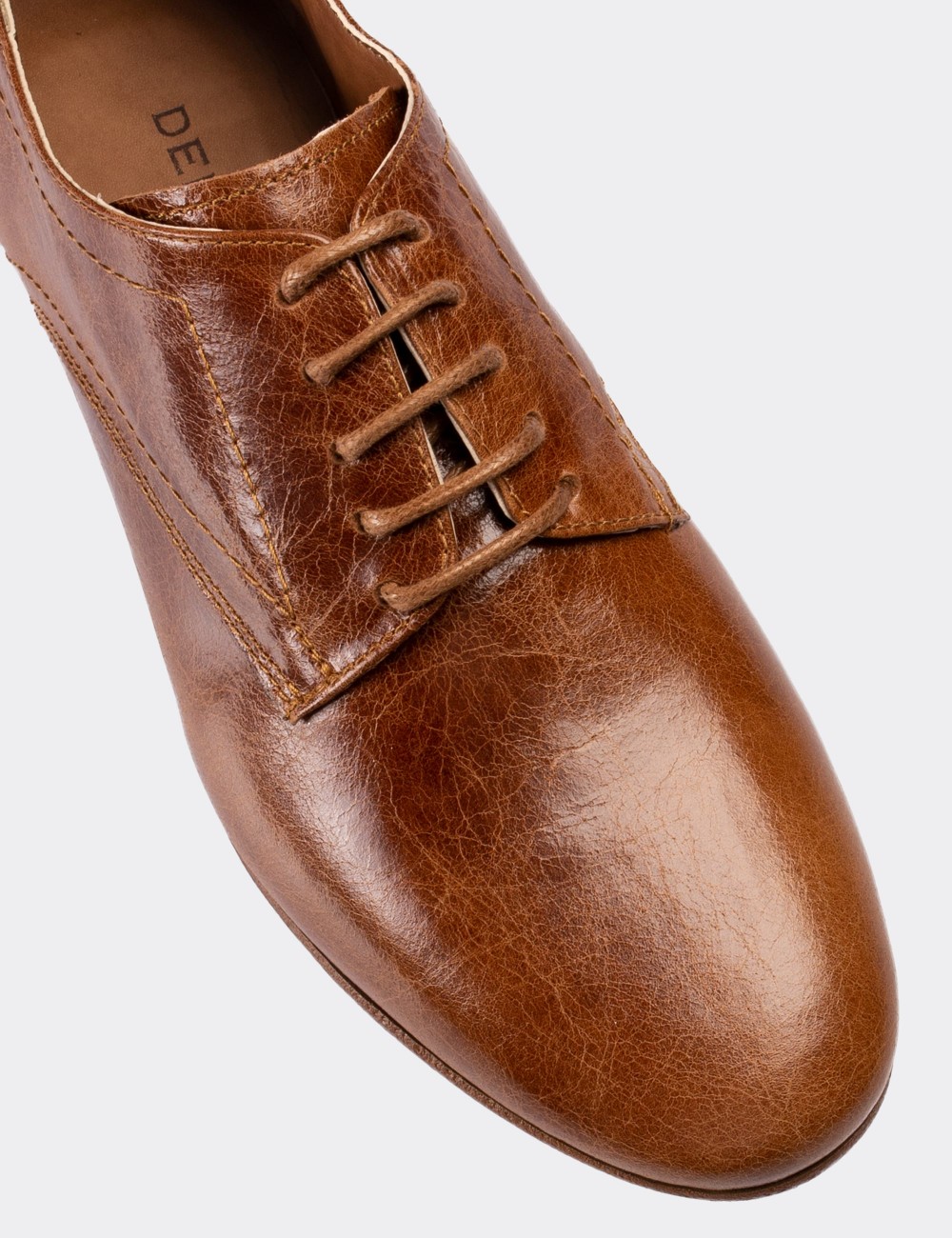 Brown  Leather Lace-up Shoes - 01430ZKHVC03