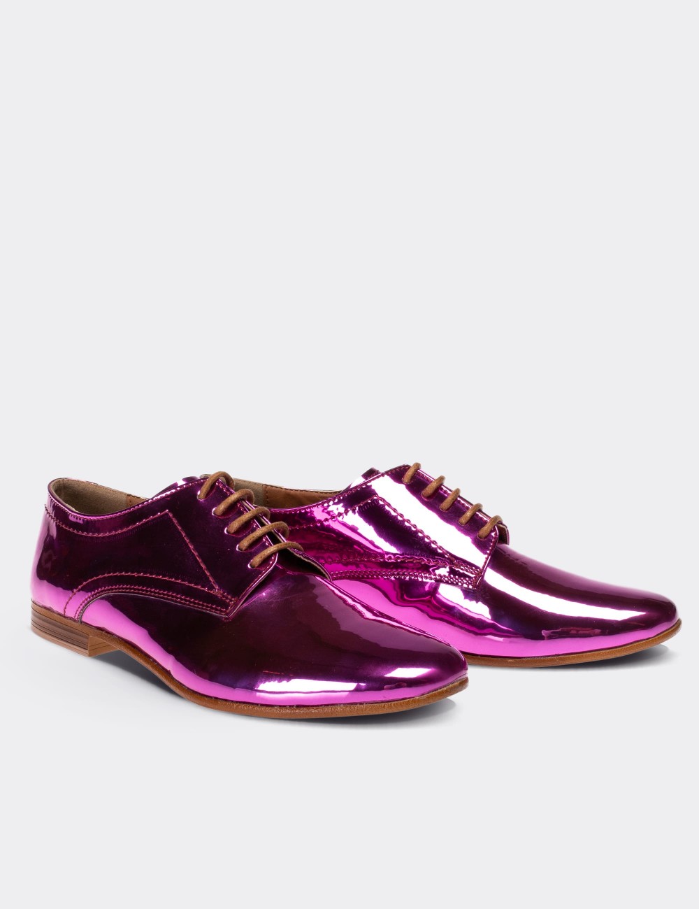 Pink Patent Leather Lace-up Shoes - 01430ZFSYC01