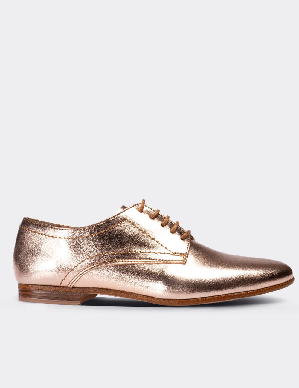 Gold  Leather Lace-up Shoes - 01430ZALTC03