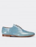 Blue  Leather Lace-up Shoes