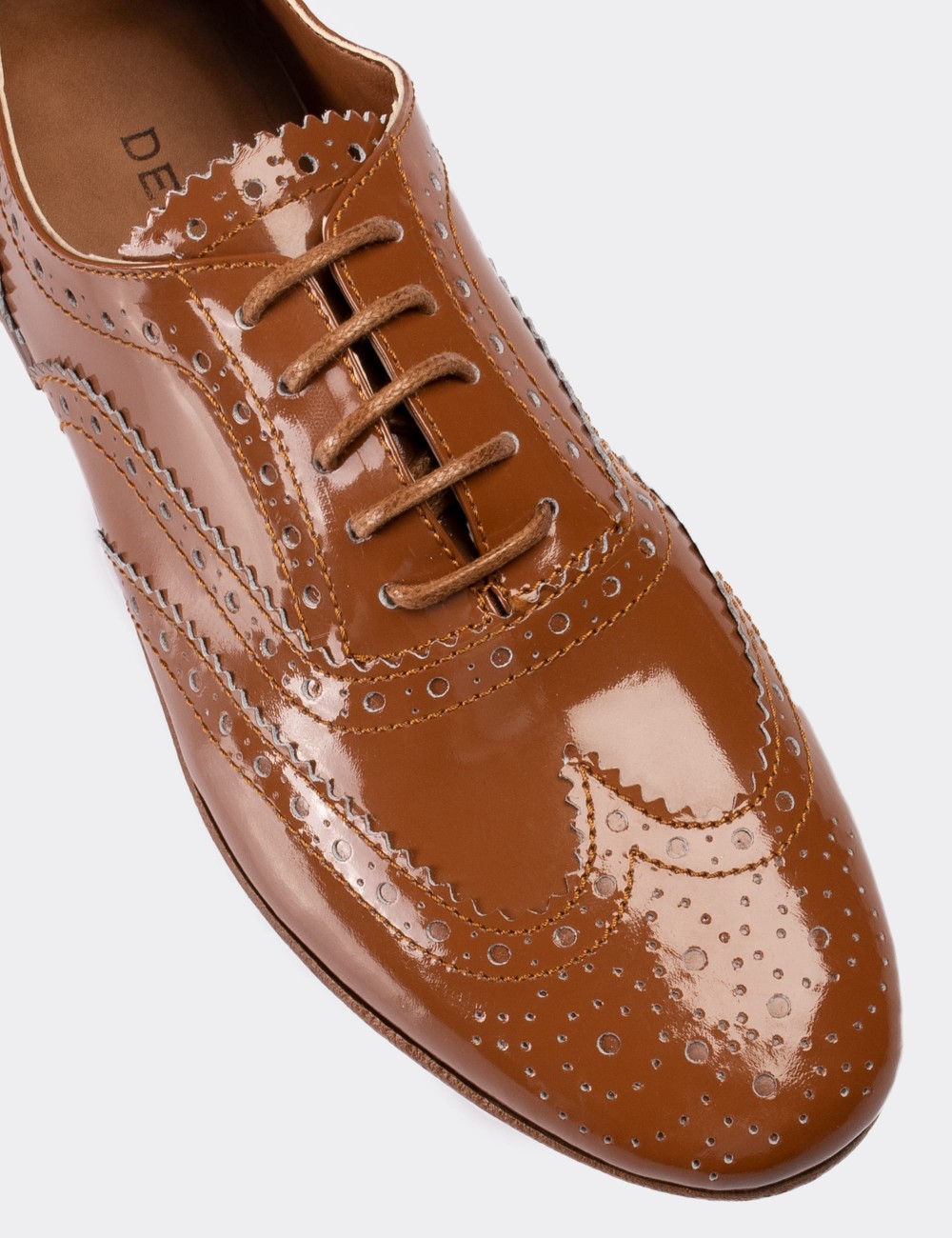 Brown  Leather Lace-up Shoes - 01418ZKHVC02