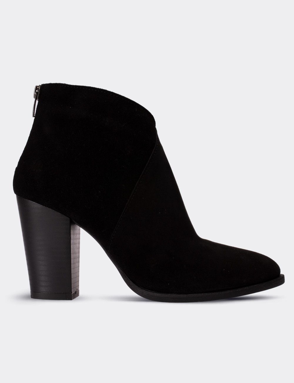 Black Suede Leather  Boots - E4461ZSYHC01