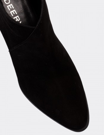 Black Suede Leather  Boots - E4461ZSYHC01