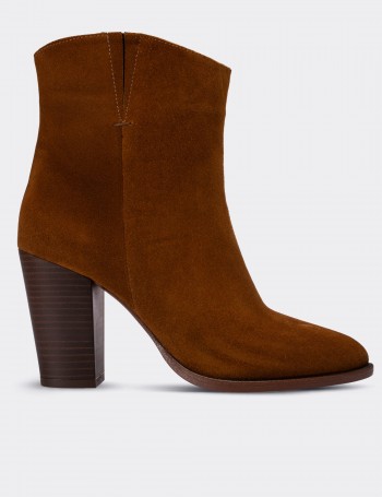 Tan Suede Leather  Boots - E4452ZTBAC01