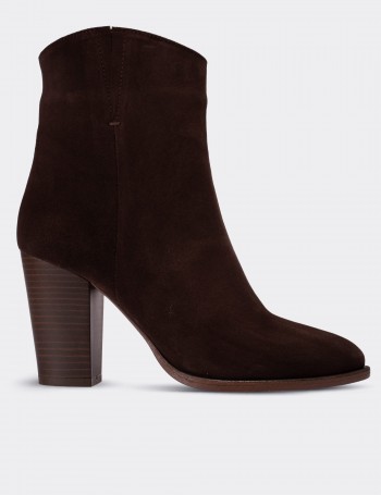 Brown Suede Leather Boots - E4452ZKHVC02