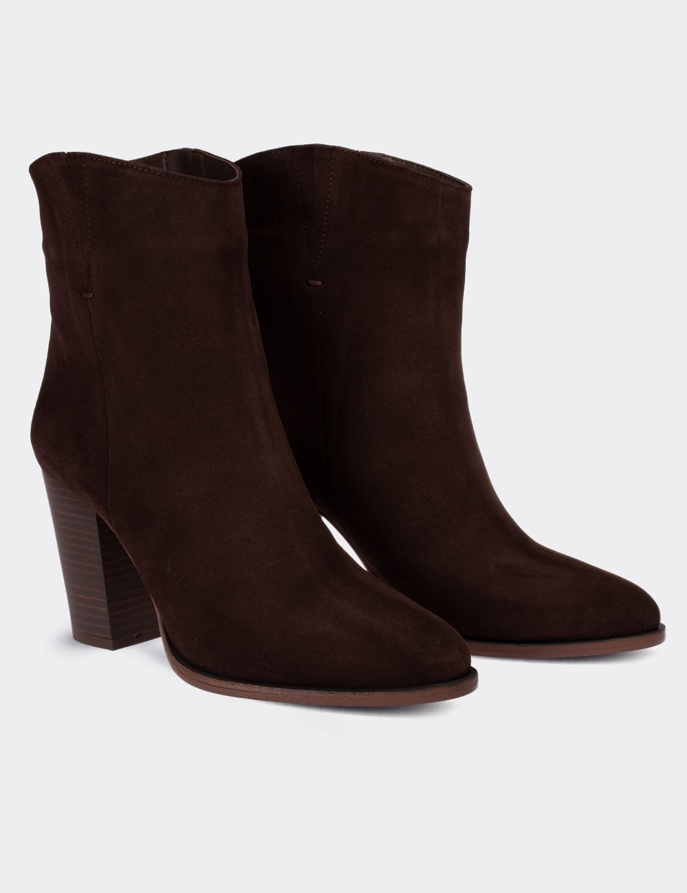 Brown Suede Leather Boots - E4452ZKHVC02