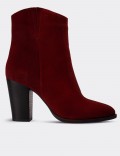 Burgundy Suede Leather Boots