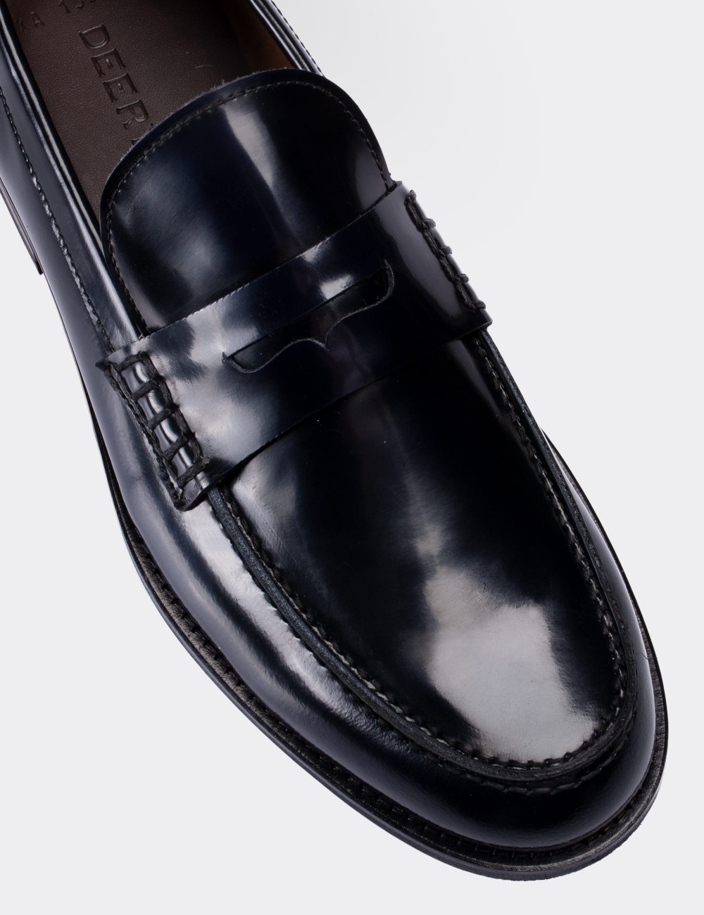 Navy  Leather Loafers - 01538MLCVN01
