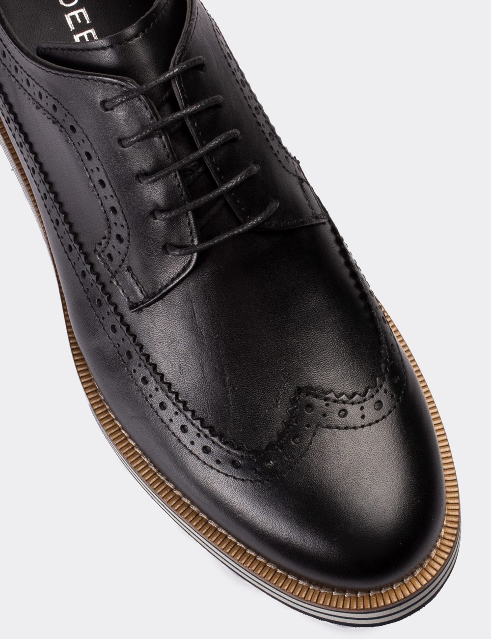 Black  Leather Lace-up Shoes - 01293MSYHE32
