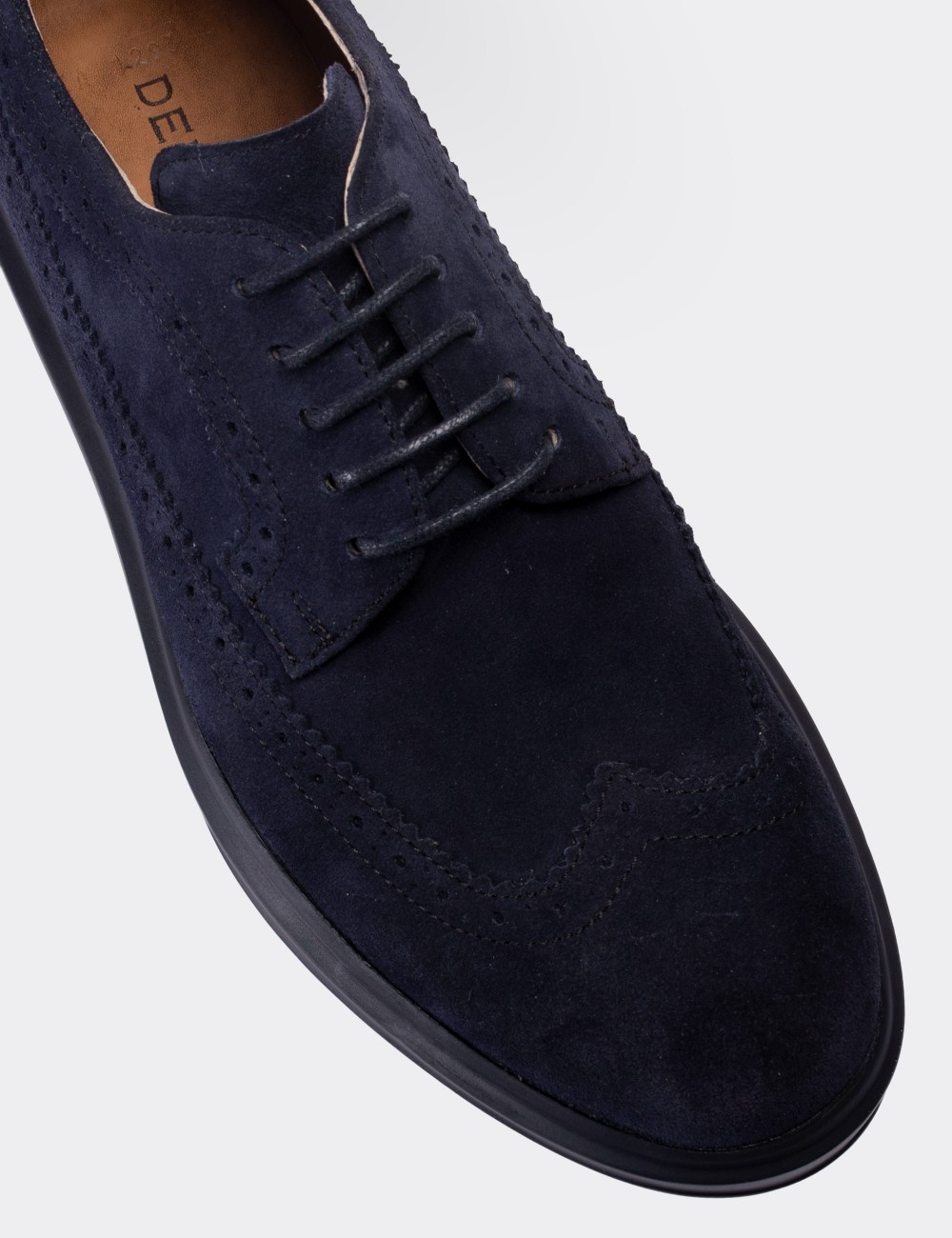 Blue Suede Leather Lace-up Shoes - 01293MMVIP06