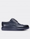Navy  Leather Lace-up Shoes