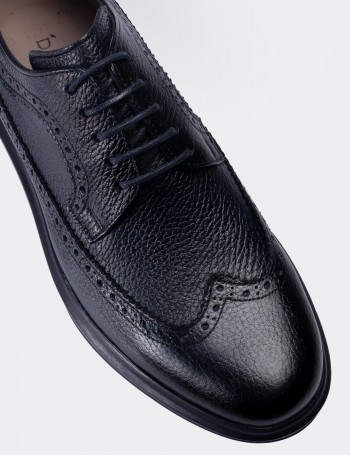 Navy  Leather Lace-up Shoes - 01293MLCVP06