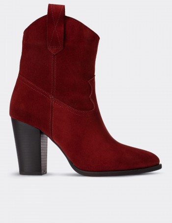 Burgundy Suede Leather  Boots - E4460ZBRDC01