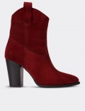 Burgundy Suede Leather  Boots