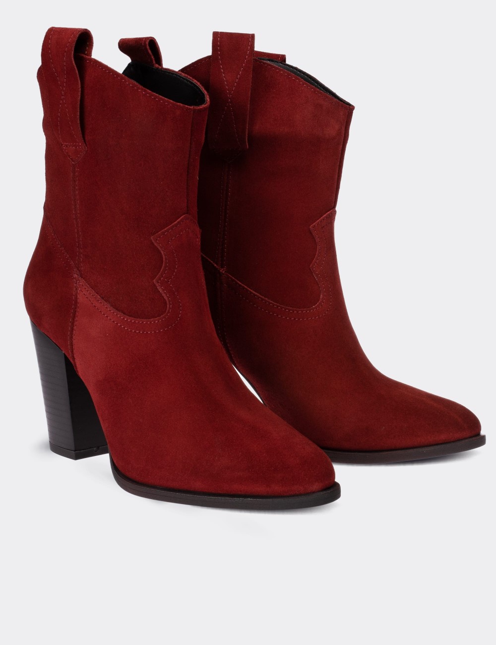 Burgundy Suede Leather  Boots - E4460ZBRDC01