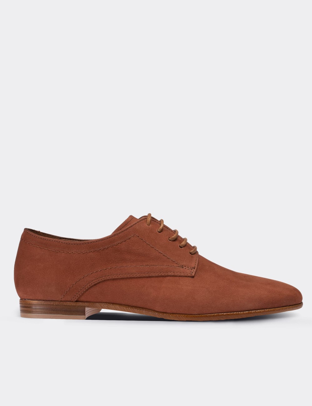Brown Nubuck Leather Lace-up Shoes - 01430ZKHVC04