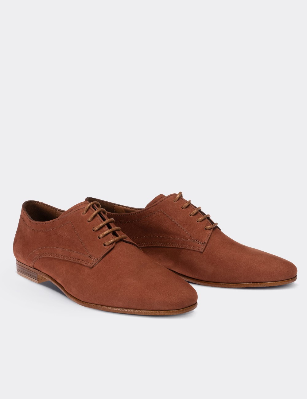 Brown Nubuck Leather Lace-up Shoes - 01430ZKHVC04
