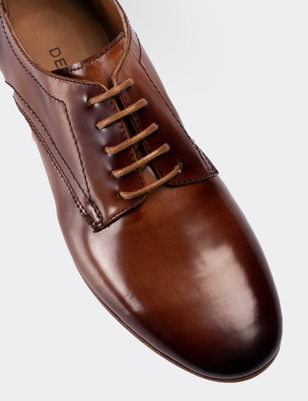 Brown  Leather Lace-up Shoes - 01430ZKHVC06