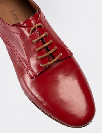 Red  Leather Lace-up Shoes - 01430ZKRMC04