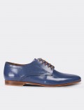 Blue  Leather Lace-up Shoes