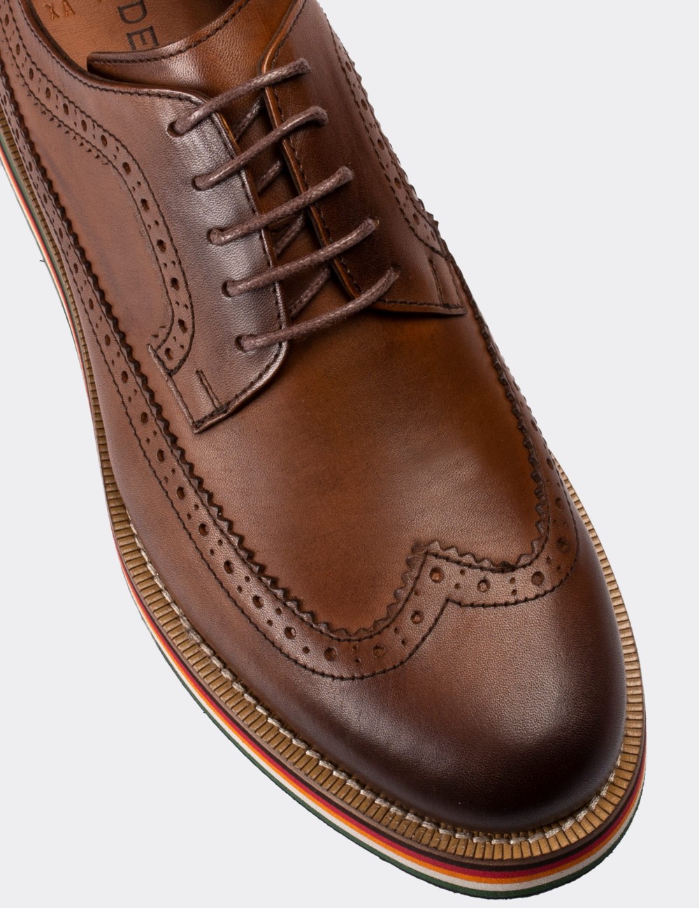 Tan  Leather Lace-up Shoes - 01293MTBAE10