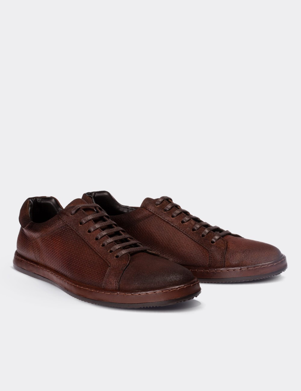 Brown  Leather Lace-up Shoes - 01673MKHVC01