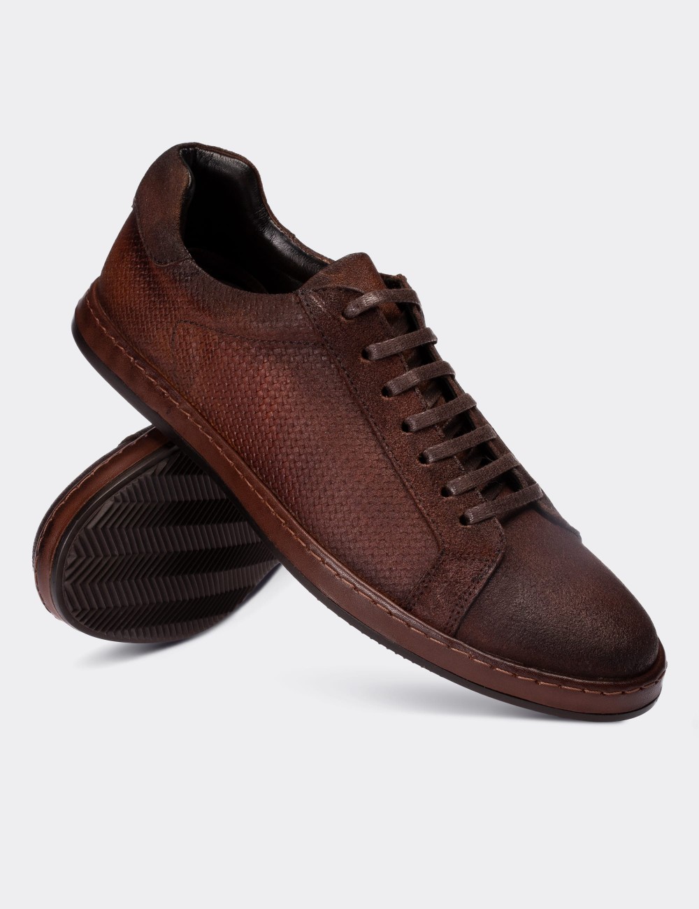 Brown  Leather Lace-up Shoes - 01673MKHVC01