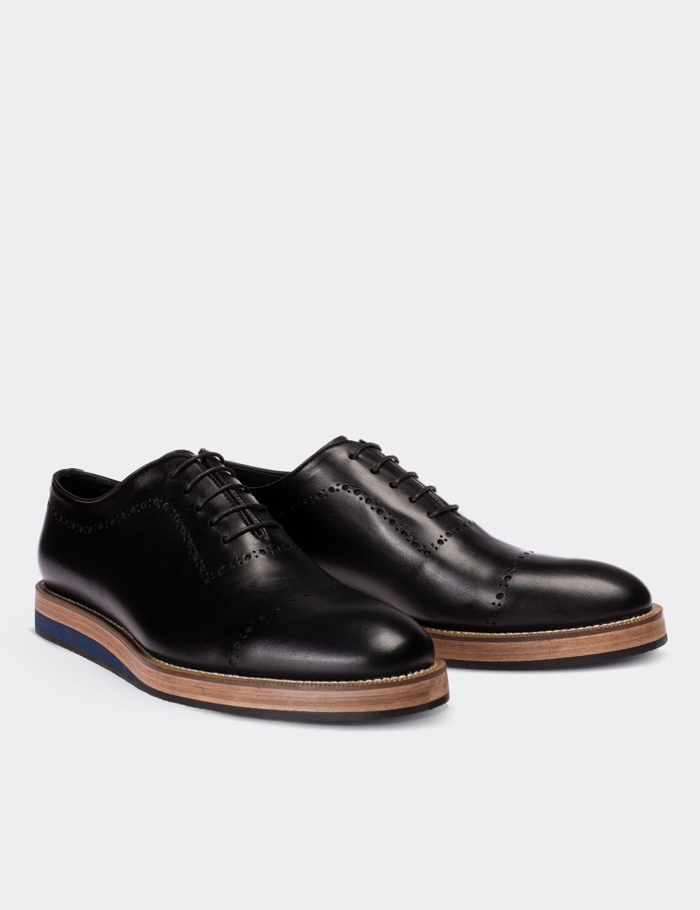 Black  Leather Lace-up Shoes - 00491MSYHE10