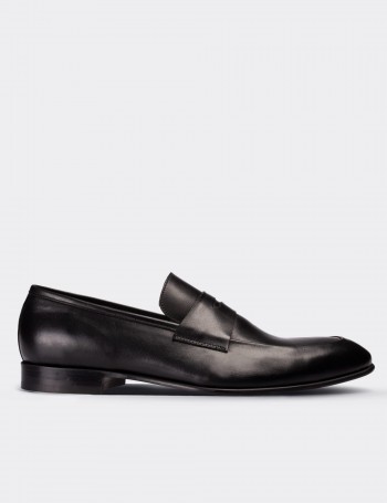 Black  Leather Classic Shoes - 01809MSYHM01