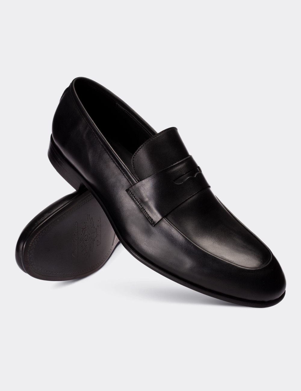 Black  Leather Classic Shoes - 01809MSYHM01