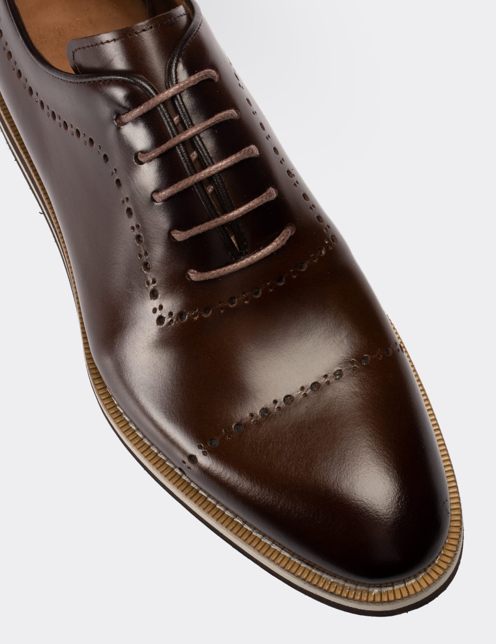 Brown  Leather Lace-up Shoes - 00491MKHVE13
