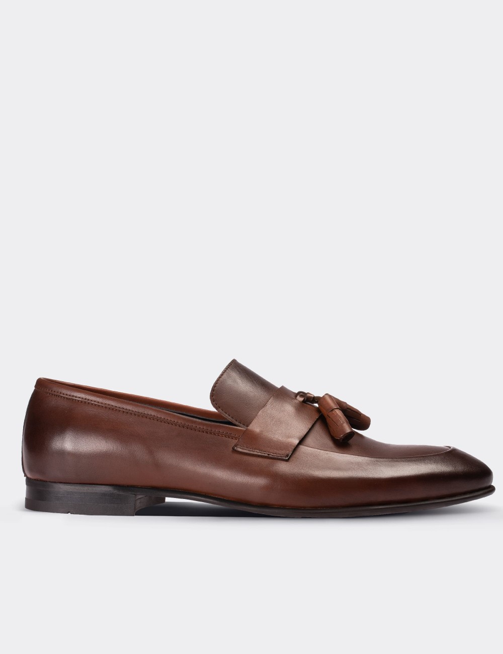 Tan  Leather Loafers Shoes - 01523MTBAM01