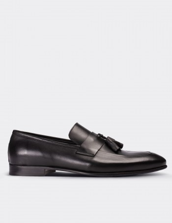 Black  Leather Loafers - 01523MSYHM01