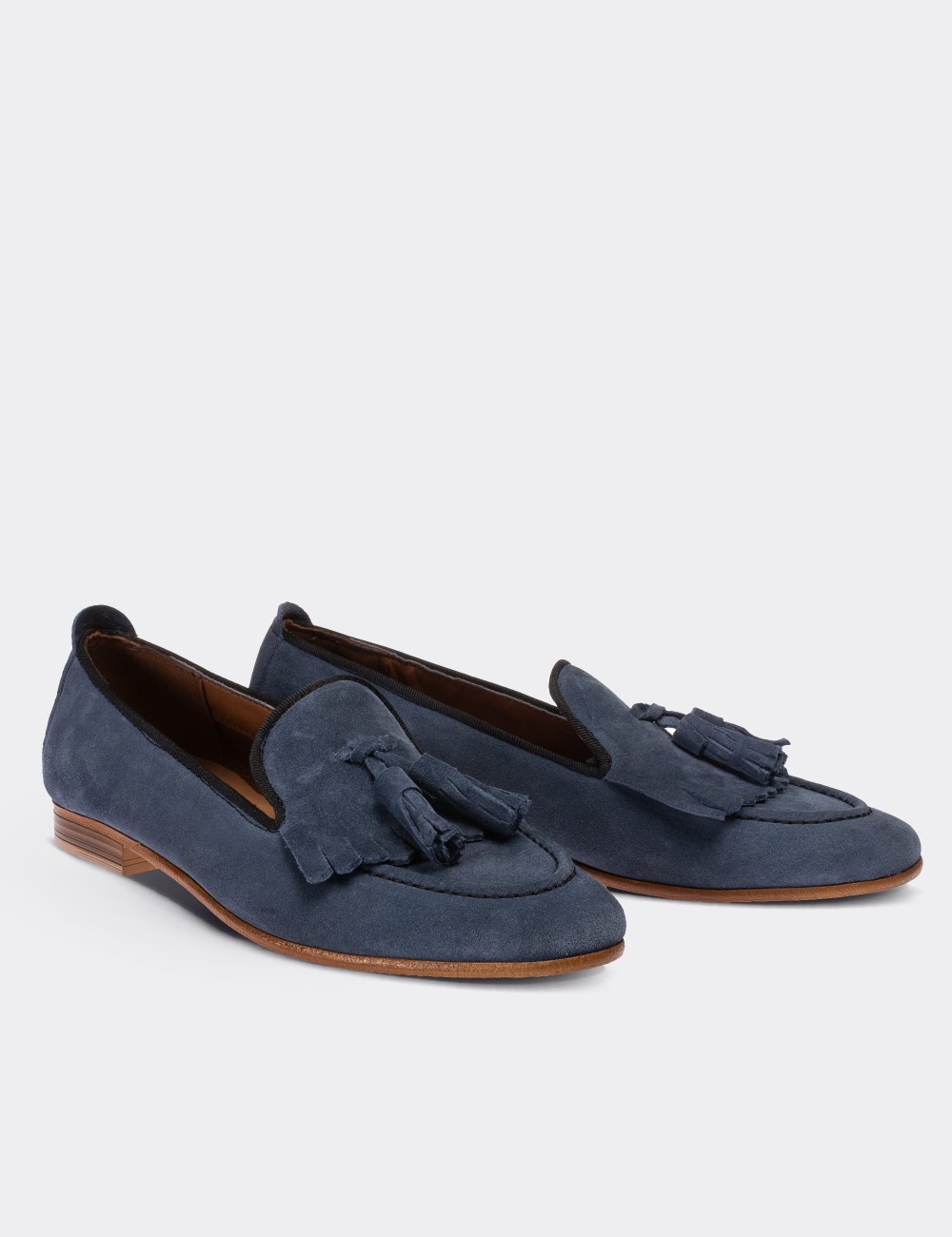 Blue Suede Leather Loafers - 01618ZMVIM02