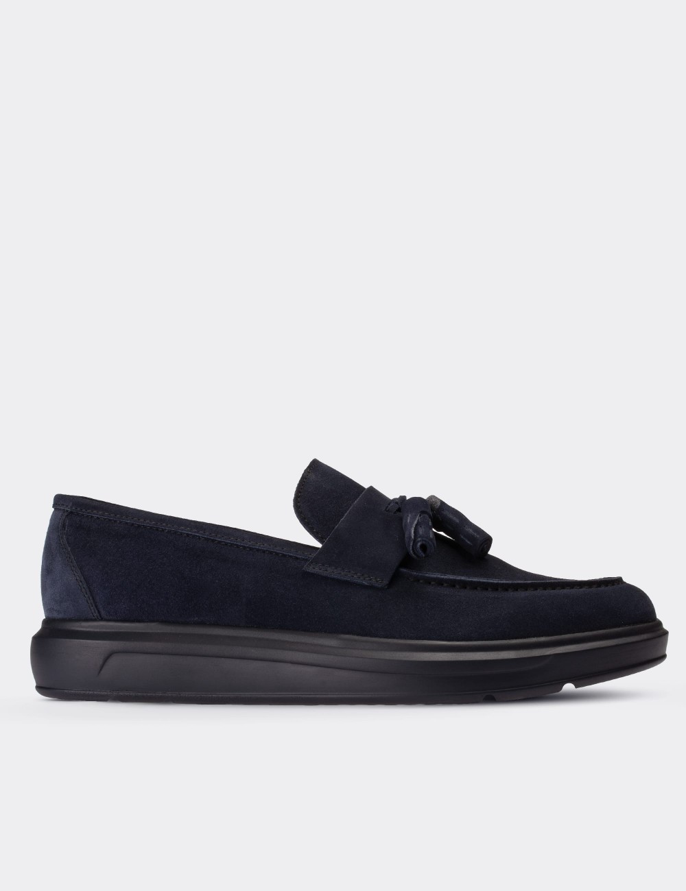 Navy Suede Leather Loafers - 01587MMVIP04