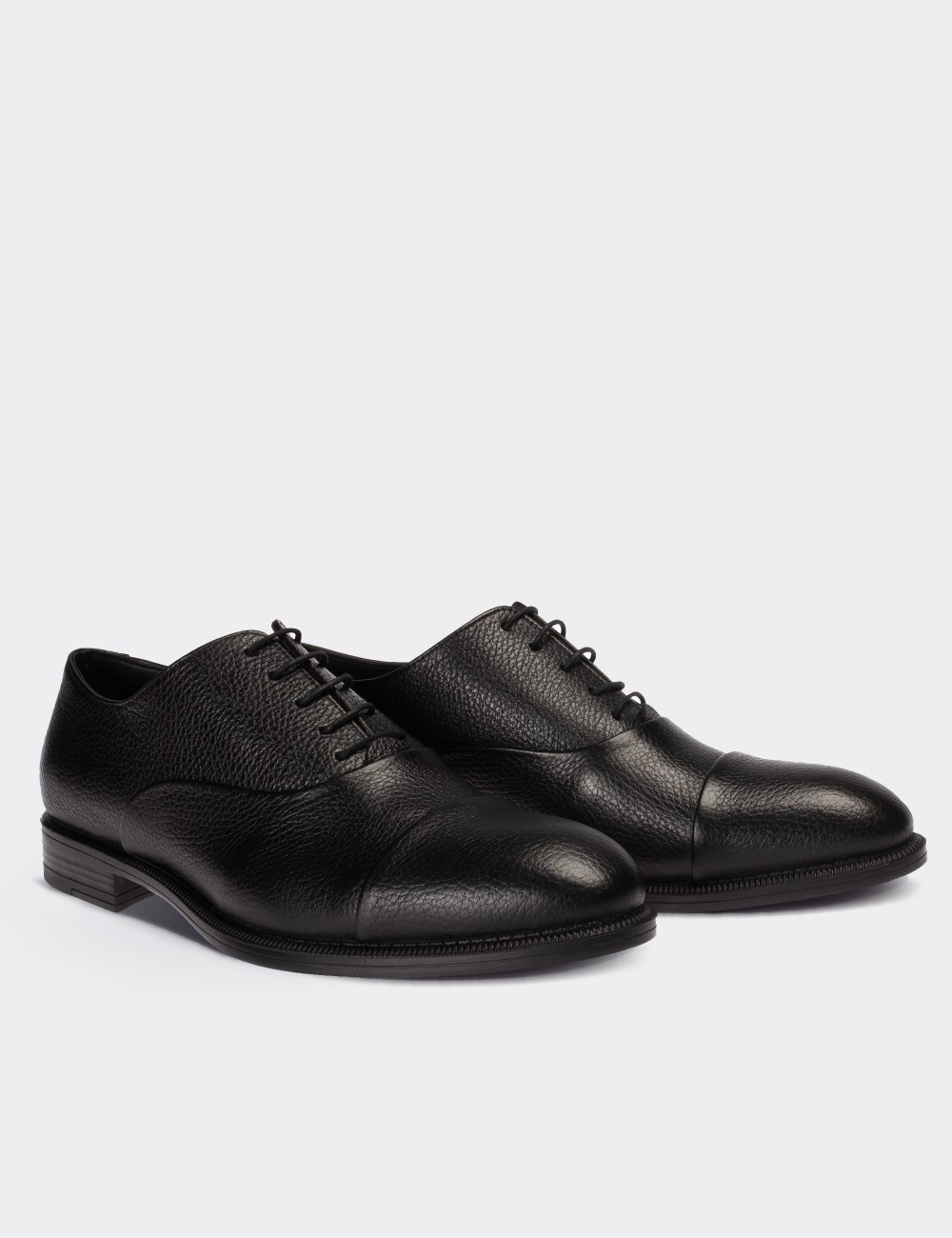 Black  Leather Classic Shoes - 01026MSYHC05
