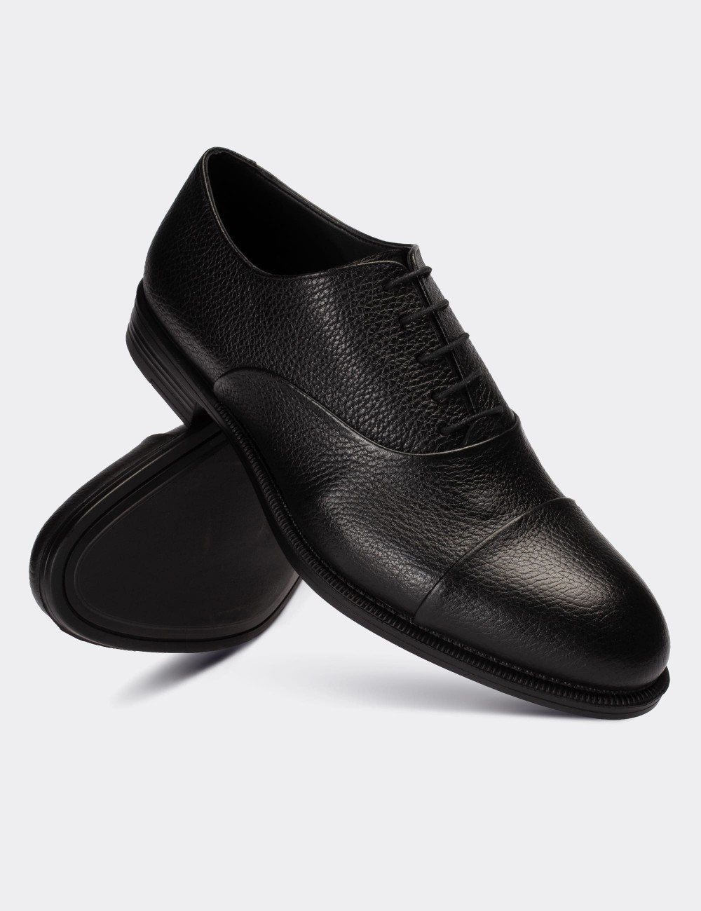 Black  Leather Classic Shoes - 01026MSYHC05