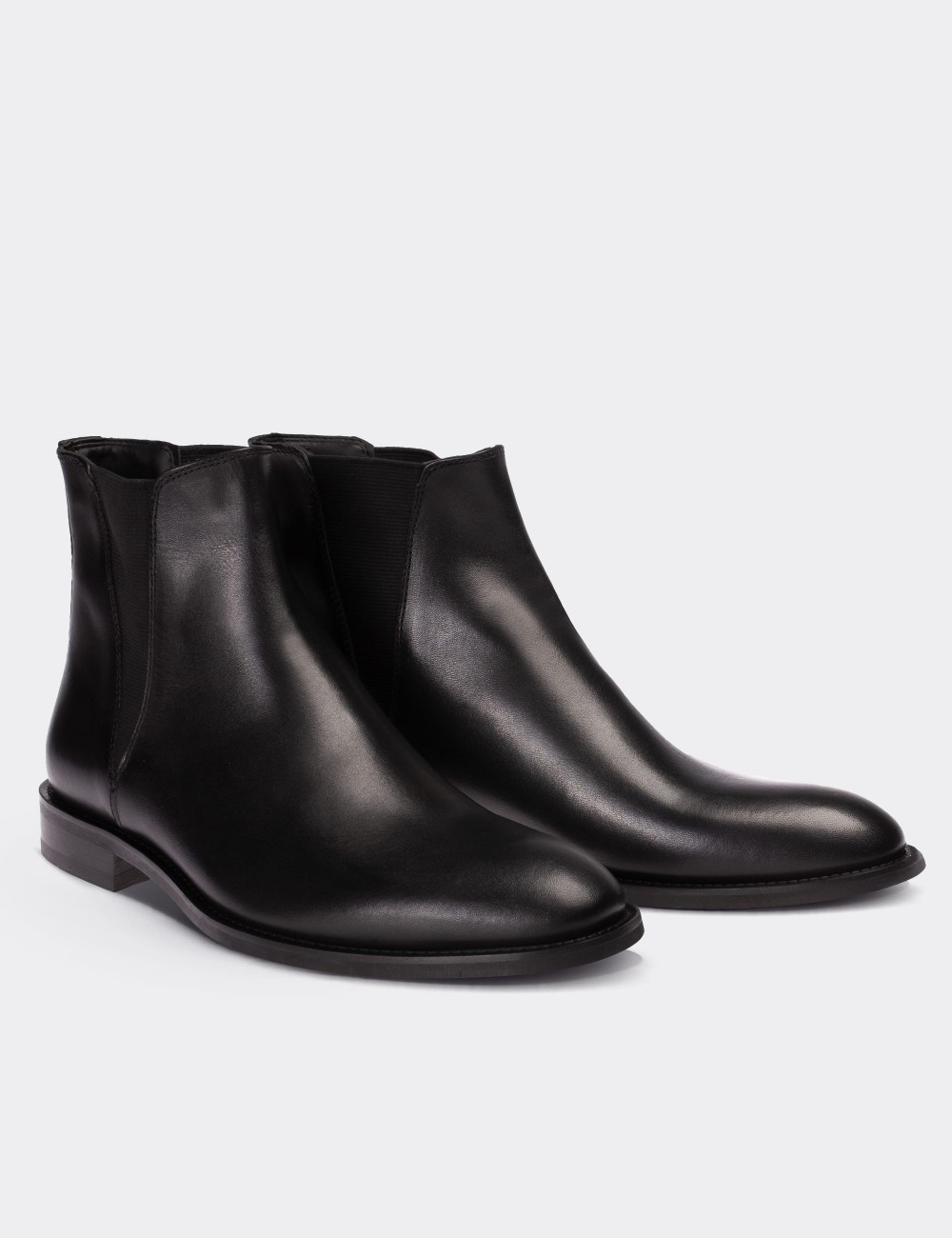 Black  Leather  Boots - 01689MSYHM03