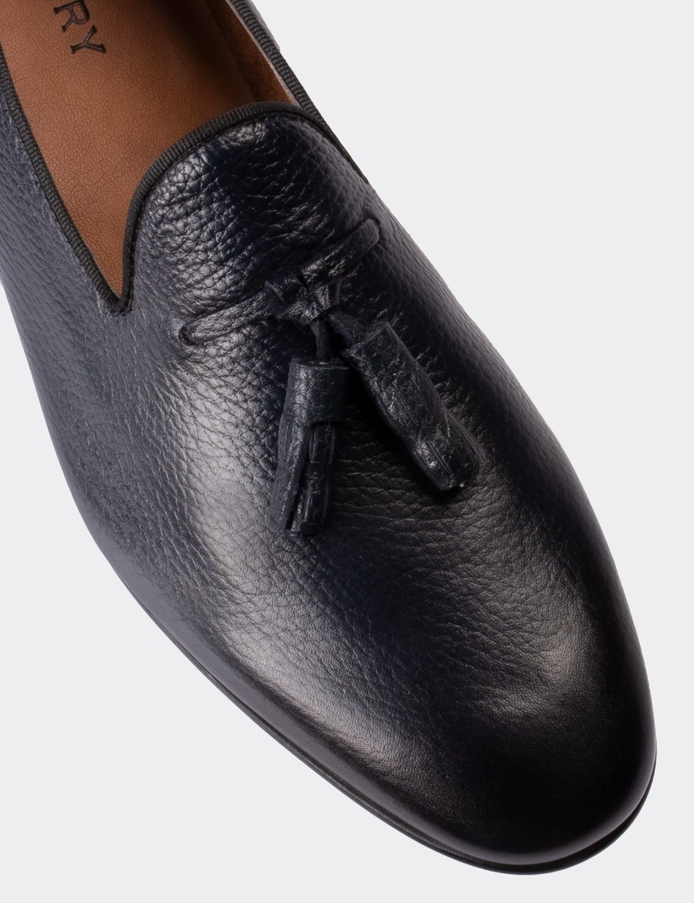 Navy  Leather Loafers - 01702MLCVM02