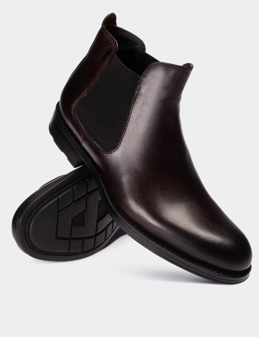 Brown  Leather Chelsea Boots - 01620MKHVC07