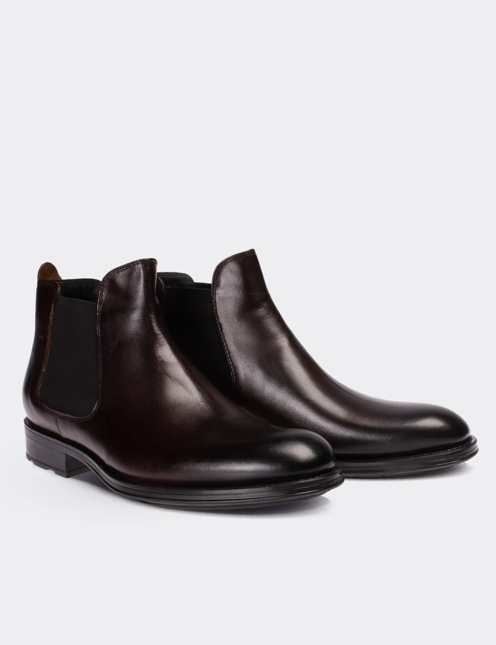 Brown  Leather Chelsea Boots - 01620MKHVC07