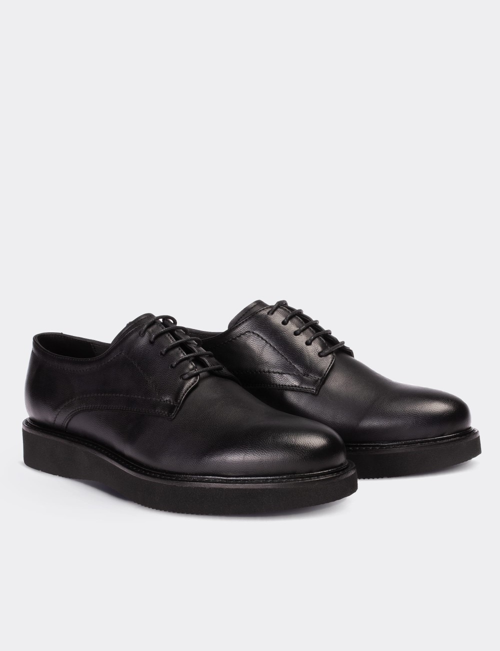 Black  Leather Lace-up Shoes - 01430ZSYHE11