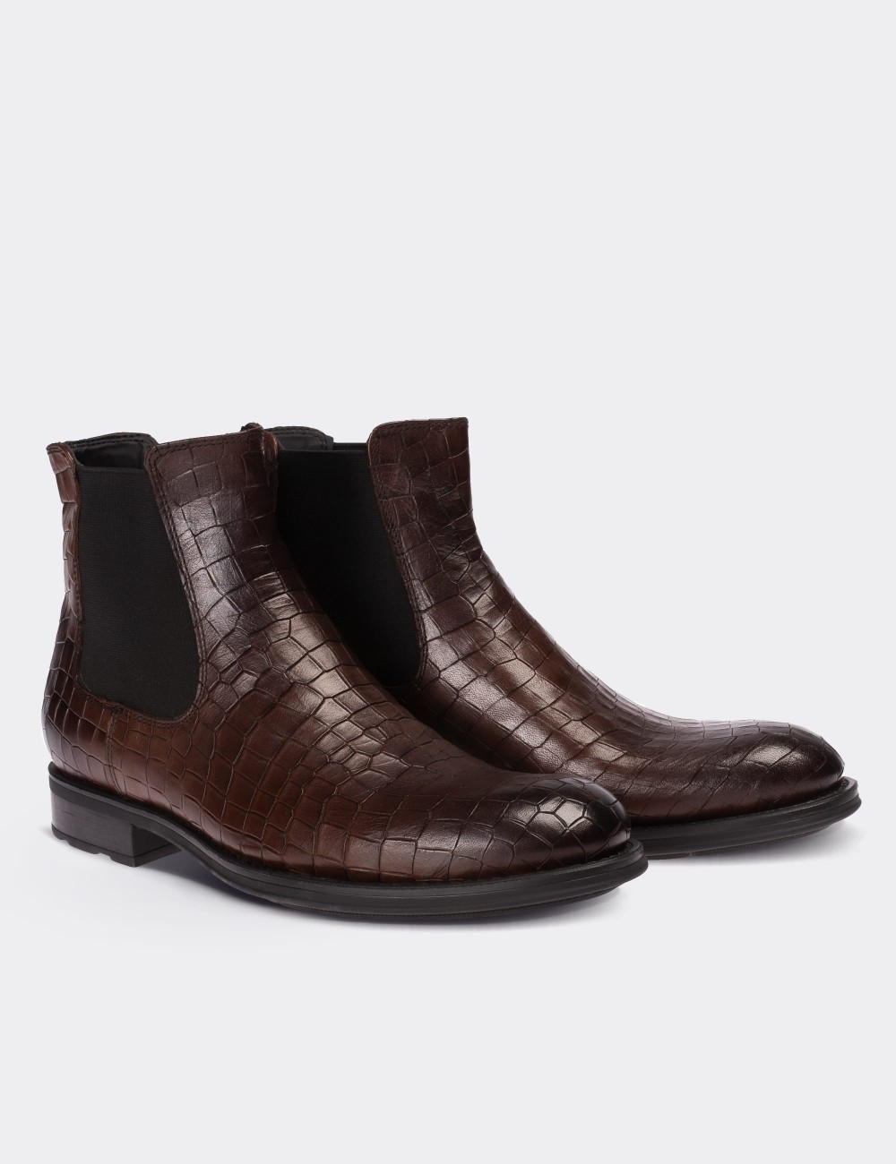 Brown  Leather Chelsea Boots - 01620MKHVC08